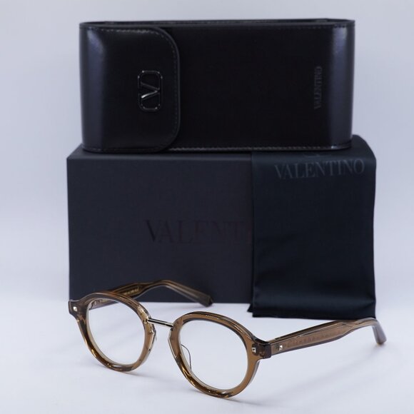 Valentino V-ESSENTIAL-IV VLX-132D Round Eyeglasses 46mm - Transparent Brown - Picture 1 of 12